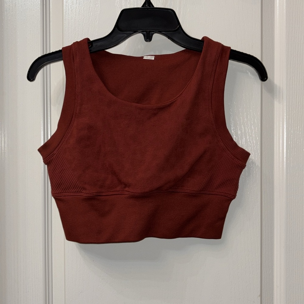 90 Degree By Reflex brand. Rust Red Sleeveless Crop Top